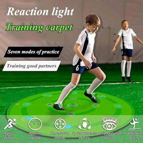 Smart Football Training Mat,1.4 M Agility Training Football Mastery Mat,Non-Slip Shock Dribble Soccer Sports Mat,with 13 Reaction Training Lights - 7 Training Modes,Football Gifts for Kids