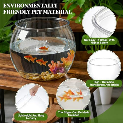 7 Gallon Plastic Fish Tank Large Bowl Shatterproof with Crystal Clear Clarity for Terrarium, Flower Vase Centerpiece Gift for Fish Lovers (Round) - size: 7 Gallon, style: Round