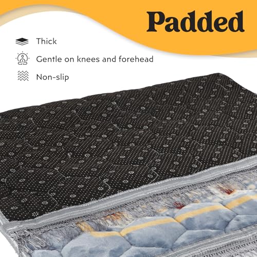 Muslim Prayer Rug with Tasbih Prayer Beads & Kufi Hat, Padded Very Thick Prayer Rug Sajadah for Men and Women (Gray2) - color: Gray2
