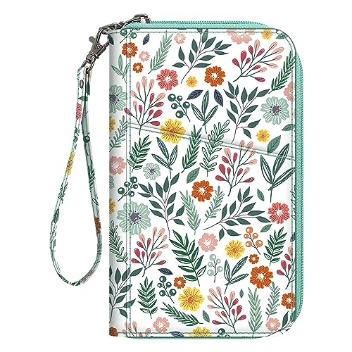 FINTIE Family Passport Holder Wallet Travel Document Organizer Clutch Bag - color: Spring