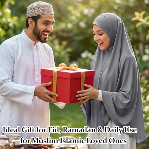 Ababalaya Women's Elegant Modest Muslim Islamic Ramadan Soft Lightweight Jersey Hijab Long Scarf - color: Grey, size: Large