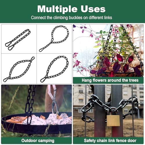 79inch Extra Long Safety Suspension Chain Set, 2000mm with 4 Clasps, Seamless Welding, Easy Install for Chandelier, Camping, Fence Gate - size: 79inch