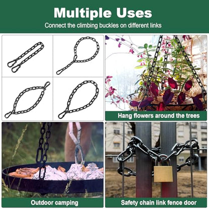 59inch Adjustable Welded Steel Chain with 4 Clasps, Corrosion-Resistant Coating for Swing, Boxing Bag, Sunshade Sail - size: 59inch