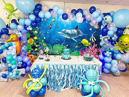 7x5ft Ocean Dolphins Backdrop Under the Sea Whale Backdrop | Summer Under the Sea Banner for Kids Aquarium Corals Tropical Fish Background Underwate Baby Shower Backdrops for Photoshoot