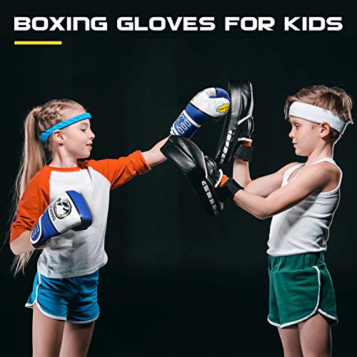 CKE Kids Boxing Gloves for Kids Boys Girls Junior Youth Toddlers Age 5-12 Years Training Boxing Gloves for Punching Bag Kickboxing Muay Thai - color: BLUE