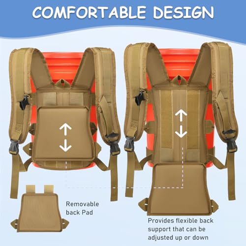 Utility Bucket Backpack 6 Gallon Bucket Backpack Strap for Fishing, Hunting, Apple Picking (only Backpack) - color: Brown