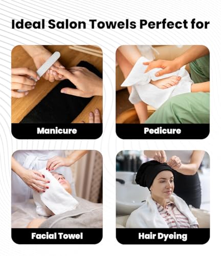 Avalon Towels Salon Towel - Black and White Hand Towels Bulk Pack of 24 - 100% Cotton Absorbent Spa, Facial & Gym Towel for Working Out - 16x27 Inches (Not Bleach Proof) - color: Black, White