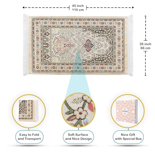 Islamic Prayer Rug, Thick Ramadan Gift - Pocket Mat for Men & Women, Muslim Gifts (Powder) - color: Powder