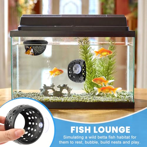 2pcs Floating Betta Hammock & Shrimp Shelter Floating Bettas Hide | Betta or Shrimp Feeder, Cave and Hammock, Small Fish Feeding Rings, Aquarium Hiding Feeding Decor