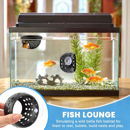 2pcs Floating Betta Hammock & Shrimp Shelter Floating Bettas Hide | Betta or Shrimp Feeder, Cave and Hammock, Small Fish Feeding Rings, Aquarium Hiding Feeding Decor