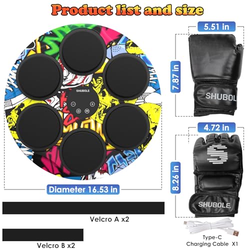 Music Boxing Machine with Gloves - Wall Mounted Punching Trainer for Adults & Kids, 9-Speed Punch Game, Wall Boxing Punching pad, 2025 Upgrade Gifts for Boys Age 6+ - style: Hip-Hop