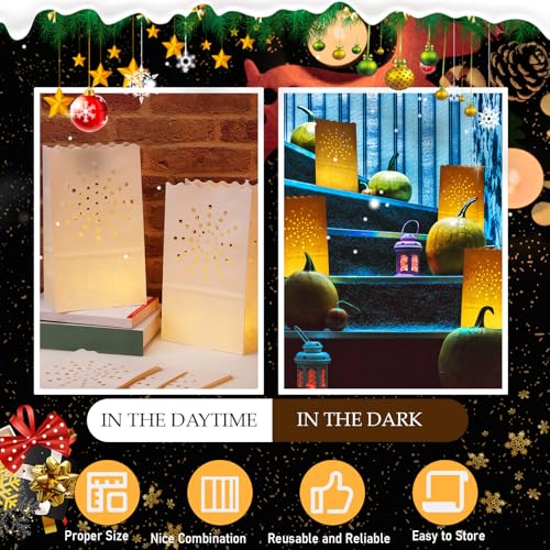 Sabary 50 Sets Luminary Bags with Flameless Tea Lights Outdoor Luminaries LED Lantern Candle Bags for Wedding Birthday Ramadan Christmas Party Decorations Romantic Decor(Sun) - style: Sun