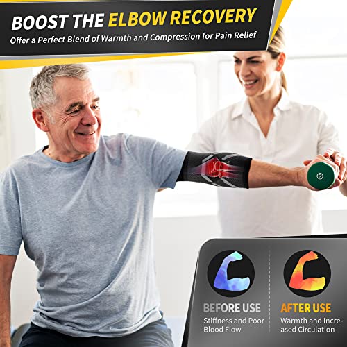 CAMBIVO 2 Pack Elbow Compression Sleeves for Men and Women, 3D Knit Tennis Elbow Brace for Tendonitis and Joint Pain Relief, Breathable Arm Support for Gym, Weightlifting and Daily Work | Golfers Elbow and Arthritis Relief, Breathable 3D Knit Fabric, 4-Wa