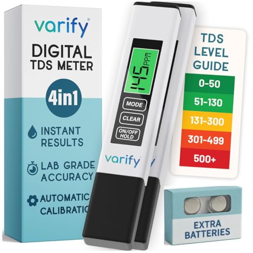 4-in-1 TDS Meter Digital Water Tester for Drinking Water | Accurate 0–9990 PPM EC & Temp Readings | Ideal for RO Systems, Aquariums, Pools – Built for Professionals, Easy for Anyone (2-Pack) - size: 2 Pack