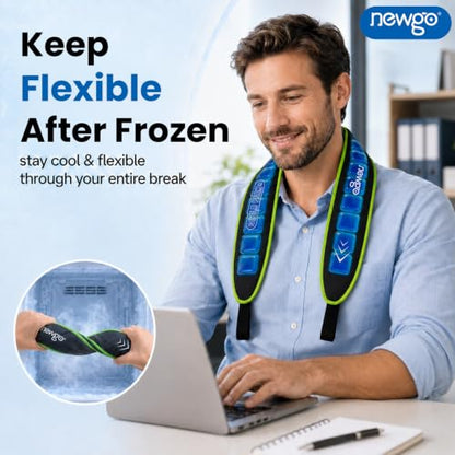 NEWGO Neck Ice Wrap – 45-Min Cooling Relief for Pain & Hot Flashes | Reusable Ice Grid Design | Soft & Comfortable Fit for Swelling, Hot Weather, Office Pressure and Outdoor Sports