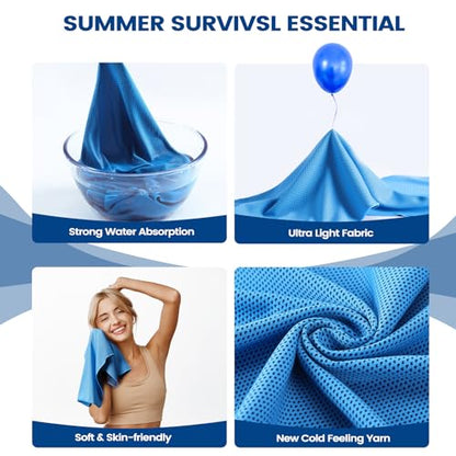 Clothirily 6 Pack Cooling Towels, 40x12 Breathable Gym Towel for Neck Face | 6 Pack Set, Instant Cooling Effect, Breathable Microfiber, For Gym Yoga Camping Running, Quick-Dry&Reusable, Fits Neck&Face - color: 2 Black/2 Dark Grey/2 Blue