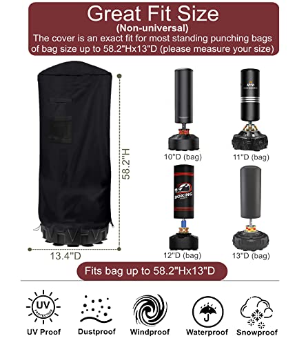 Freestanding Punching Bag Cover - Outdoor Waterproof, Standing Heavy Bag Protective Cover for Boxing Bag - size: 58.2"Hx13"D