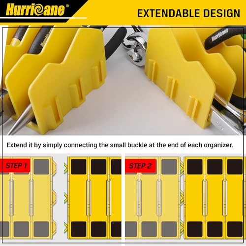 HURRICANE Plier Organizer Rack, 10-Slot Pliers Cutters Rack with Non-Slip Rubber Base, Tool Drawer Toolbox Organizer and Storage, Extendable Design, Fit 3” H, 1 Pack, Yellow - color: yellow
