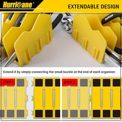 HURRICANE Plier Organizer Rack, 10-Slot Pliers Cutters Rack with Non-Slip Rubber Base, Tool Drawer Toolbox Organizer and Storage, Extendable Design, Fit 3” H, 1 Pack, Yellow - color: yellow