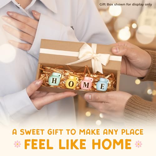 House Warming Gifts for New Home, Mini Ceramic Vase Fridge Magnet Set “Home”, Cute Home Décor for Kitchen, Locker, Small Gifts for New Homeowners, Renters, Roommates, Families or Friends