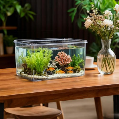 2.5 Gallon Plastic Fish Tank Large Bowl Shatterproof with Crystal Clear Clarity for Terrarium, Flower Vase Centerpiece Gift for Fish Lovers (Square) - size: 2.5 Gallon, style: Square