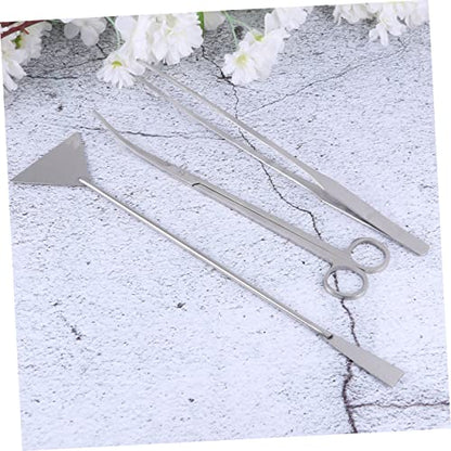 BESPORTBLE 1set Aquatic Plants Tool Kit Stainless Steel Aquascaping Tweezers Scissors Spatula Storage Bag Fish Tank Maintenance Tools for Aquarium Plants Decorations