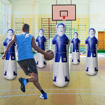 SUNSHINEMALL Inflatable Tackling Dummies for Football Practice Poles,Soccer Training Equipment Wall Dummy Goalkeepr Mannequin Basketball Defender Tumbler for Dribbling Passing Drills - color: Blue