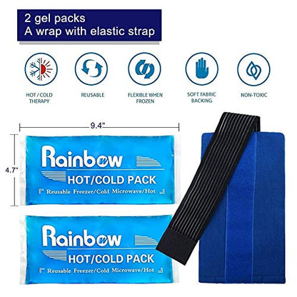 Headache Ice Pack Wrap with Strap, Reusable Gel Ice Pack for Injuries, Hot Cold Pack for Head Neck Knee Arms, 2 Flexible Gel Pack for Headache Relief, Migraine, Fever, Joint Pain, Muscle Soreness - style: 4.3" x 9.8" 2 packs+wrap