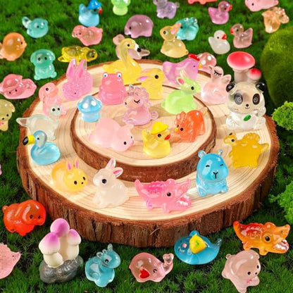 100PCS Mini Glow in The Dark Animal Resin Models Mystery Resin Animals Blind Bag Tiny Animal Figurines for Micro Landscape Garden Aquarium Dollhouse Party Favors Surprise Gifts for Kids ﻿ - color: 100pcs Mini Mystery Bag Luminous Resin Animals