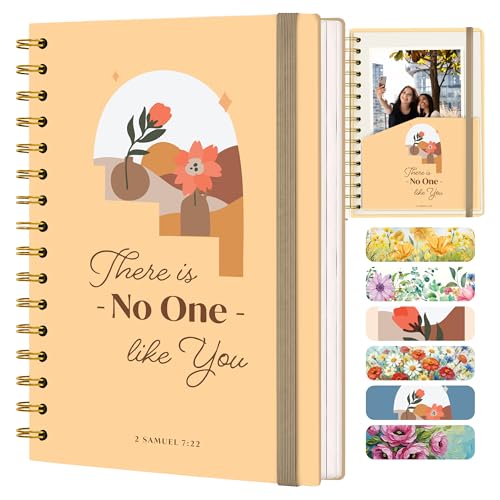 Only Zest Blank 140 Page Christian Journals for Women – Multiple Designs – Hardcover with Scripture – Spiral Christian Notebook – Inspirational Writing Notebook for Bible Study and Prayer – No One Like You (2 Samuel 7:22) - color: No One-Yellow