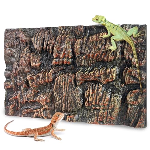 17.7x11.8in Rock Terrarium Background,3D Reptile Tank Background Board,Amphibian Stereo Backdrop Wall,Lizard Snake Gecko Spider Turtle Fish pet silo Background Decorative Panel(Brown) - color: brown-17.7"*11.8"（1pcs）