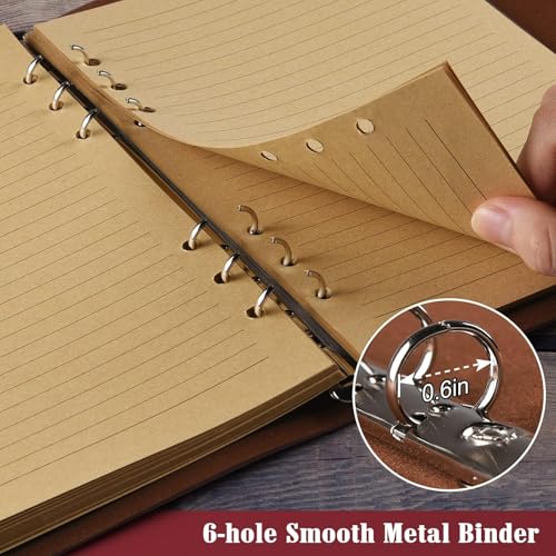 OMEYA Leather Journal Notebook, Refillable Writing Journal Diary Planner for Women Girls (Red, A5-9.3''×6.3'') - color: Red, size: A5-9.3''×6.3''