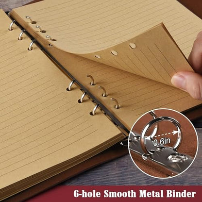 OMEYA Leather Journal Notebook, Refillable Writing Journal Diary Planner for Women Girls (Red, A5-9.3''×6.3'') - color: Red, size: A5-9.3''×6.3''