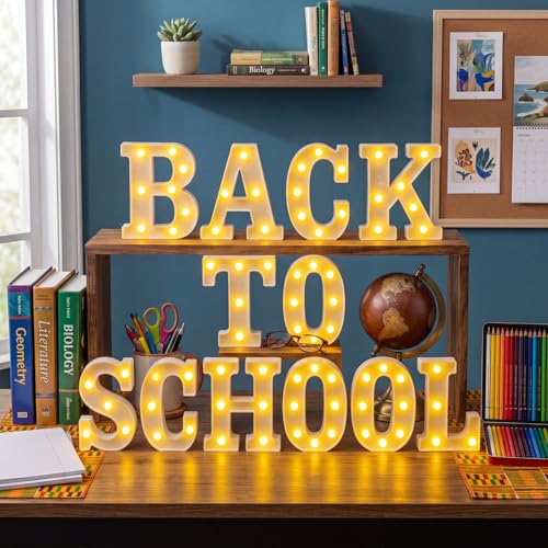 Honoson 12 Pcs Back to School Decoration Lights up Sign table decor - color: Yellow, style: Back to School