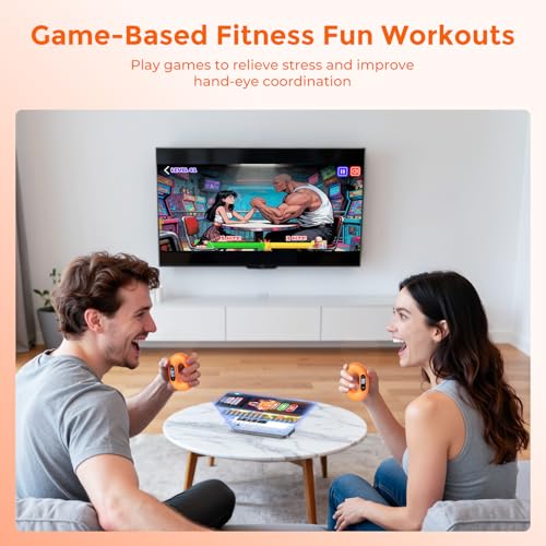 Smart Grip Strength Trainer with Bluetooth APP - Squeeze to Play Games & Scroll Video Hands-Free, Soft Silicone, Portable Hand Exercise for Strength, Stress Relief & Rehab (Orange, 40 LB)