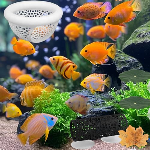 Betta Hammock, Betta Fish Tank Accessories, 6 Pcs Set Aquarium Floating Decor with Tunnel, Betta Fish Hammock and Resting Spots, Betta Floating Hide for Small Fish