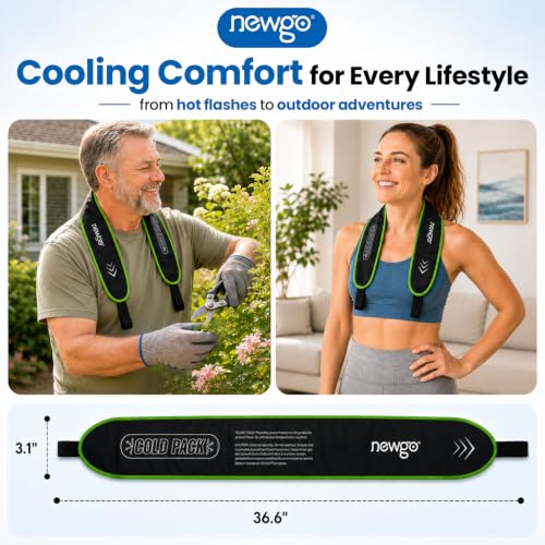 NEWGO Neck Ice Wrap – 45-Min Cooling Relief for Pain & Hot Flashes | Reusable Ice Grid Design | Soft & Comfortable Fit for Swelling, Hot Weather, Office Pressure and Outdoor Sports