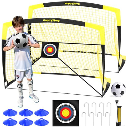 Happy Jump 7x5 FT & 5x3.6 FT Portable Soccer Goal for Youth Players Ages 6–14, Large-Frame Design Built for Long-Term Development, Easy Setup for Backyard, Park or School Training - style: 5x3.6 FT, 2 Set Upgrade