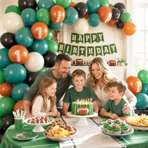 Football Balloons, Green Black Football Printed for Boys Sports Birthday - color: Green Football