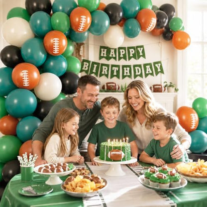 Football Balloons, Green Black Football Printed for Boys Sports Birthday - color: Green Football