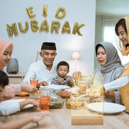 Baquler Ramadan Advent Countdown Calendar LED Eid Mubarak Decoration with Erasable Pen Cloth 2026 DIY Acrylic Ramadan Table Sign for Islam Muslims Office Home Days of Holy Month Countdown to Eid Gift
