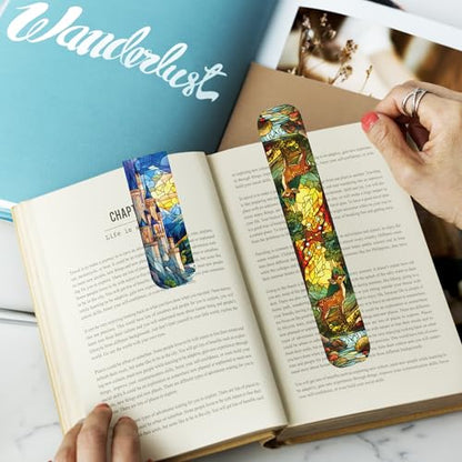 Fantasy Magnetic Bookmarks, 30 Pcs Stained Glass Magnet Book Markers, Aesthetic Book Marks Gifts for Reading Women Book Lovers - style: Fantasy