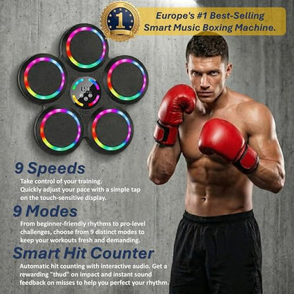 2026 Music Boxing Machine, Smart Bluetooth Interactive Punching Trainer with Boxing Gloves, Large Size Wall Mounted Electronic Boxing Target for Adult Kids, for Home,Office and Gym