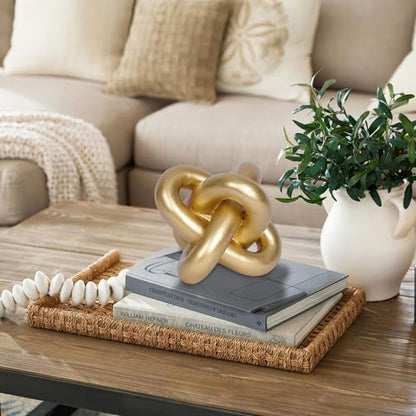 Gold Knot Statue Decor Modern Geometric Round Sculpture Table Sculptures and Figurines Round Decorative Ornaments Knick Knacks Home Decor for Shelves Coffee Table Bookshelf Decoration Gifts - style: gold knot