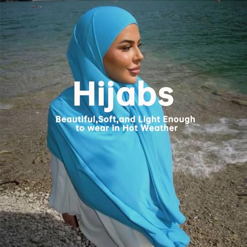Harewom Chiffon Hijab for Women Sheer Shawl and Wraps for Wedding Bridal Scarves Summer Lightweight Sun-proof Scarf - color: Sky Blue Chiffon Hijab Shawls Scarves