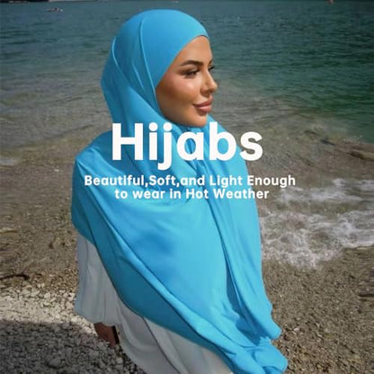 Harewom Chiffon Hijab for Women Sheer Shawl and Wraps for Wedding Bridal Scarves Summer Lightweight Sun-proof Scarf - color: Sky Blue Chiffon Hijab Shawls Scarves