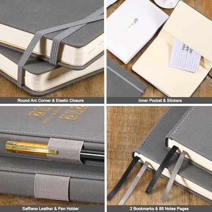 Planner 2026-2027 - 2026-2027 Planner Weekly and Monthly, Jul. 2026 - Jun. 2027, 5.75" x 8.25", Leather Planners with Thick Paper, Hardcover, Pen Loop, Back Pocket with Notes Pages - Grey - color: Grey
