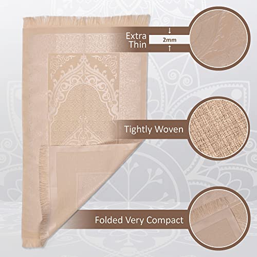 BABY SHOWER CHOCOLATE Prayer Rug Islamic Gift Set, Velvet Prayer Mat, Prayer Beads, Scarf and Yaseen Book, Perfect Family and Muslim Eid Gifts (White) - color: White