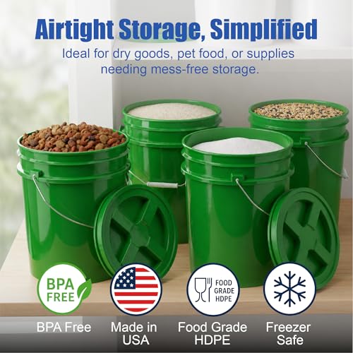 ePackageSupply 5 Gallon Bucket - Food Grade Bucket BPA-Free, Green, 1 Pack - color: Green, size: 1 Pack