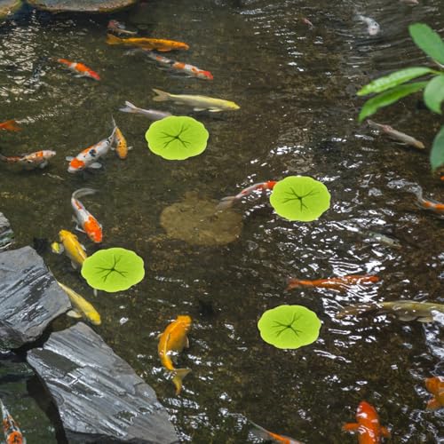Wakauto 40pcs 6cm Artificial Floating Water Lily Pads Imitation Lotus Leaves Simulation Pond Decor for Aquarium Fish Tank and Garden Home Display
